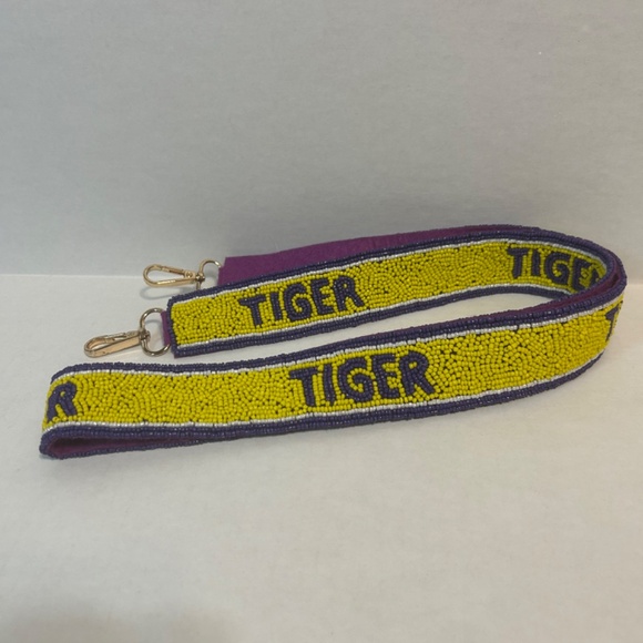 Purple and Yellow Tiger Beaded purse strap - Picture 2 of 2